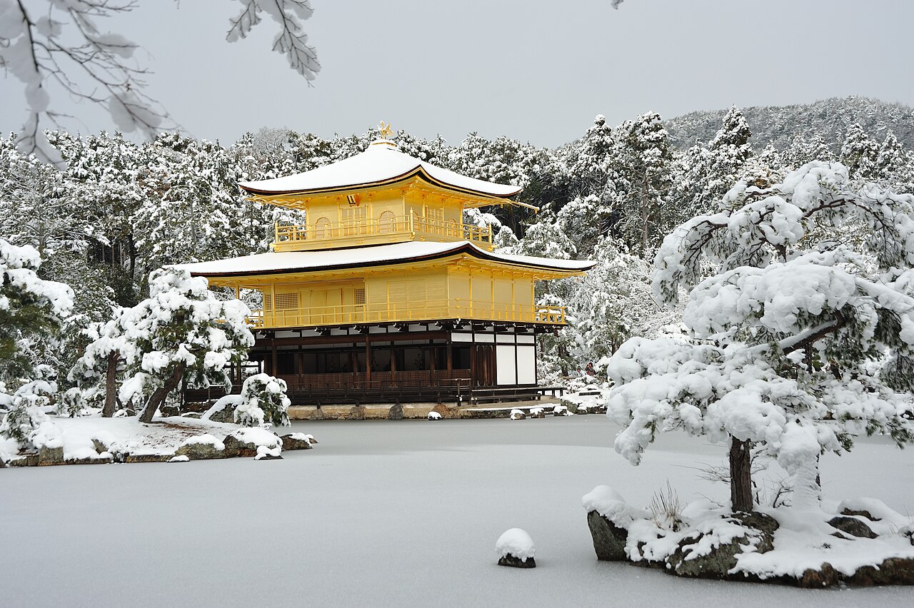 Kinkaku-ji - The Golden Pavilion of Kinkaku-ji under snow in Kyoto