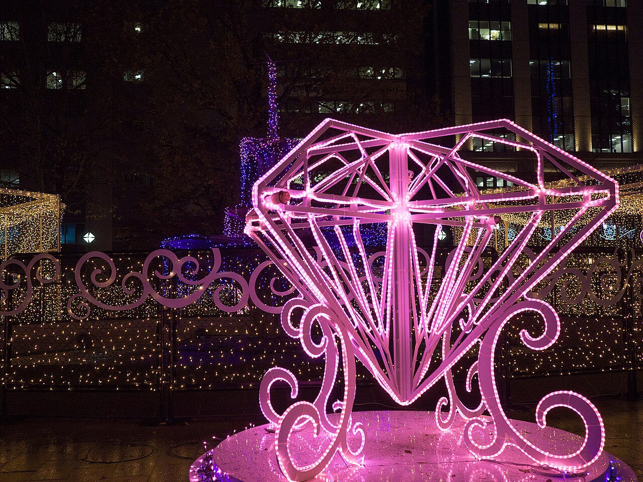 Sapporo White Illumination - A diamond-shaped light sculpture in Odori Park, Sapporo